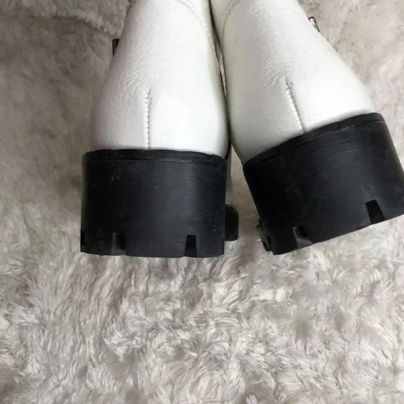 TOSCA BLU White Leather Combat/Moto Boots - Picture 7 of 9